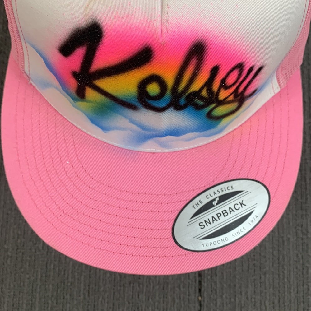 The Classics Yupoong Trucker Hat Womens Adjustable Kelsey Spray Painted Snapback - Picture 4 of 16